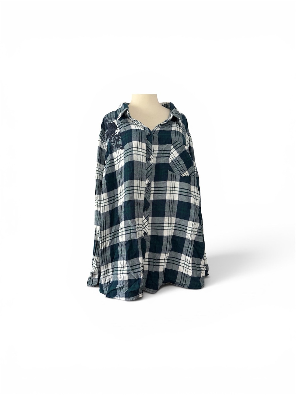 Terra & Sky Navy and White Plaid Button-Up Shirt